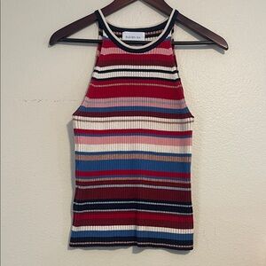 Eleven Six Multicolor Striped Ribbed Tank